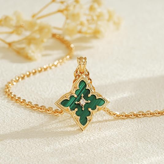 Smaragd Klaver Hanger Ketting | Guld
