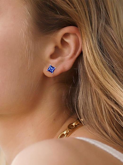 Minimalistische Prinses Gezaagde Saffier Oorbellen | Witgoud