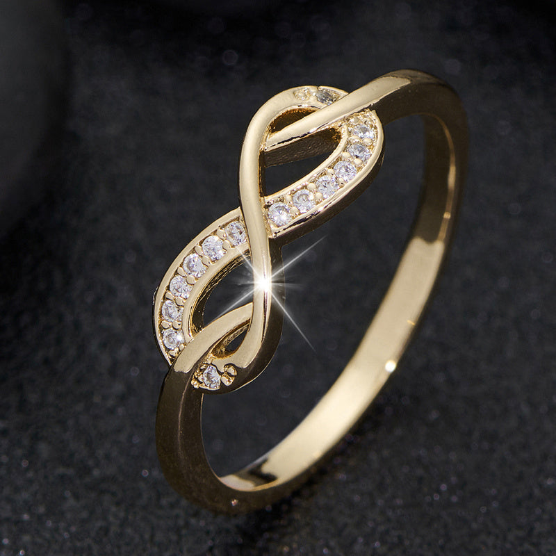Lysette Crystal Infinity Ring | Goud
