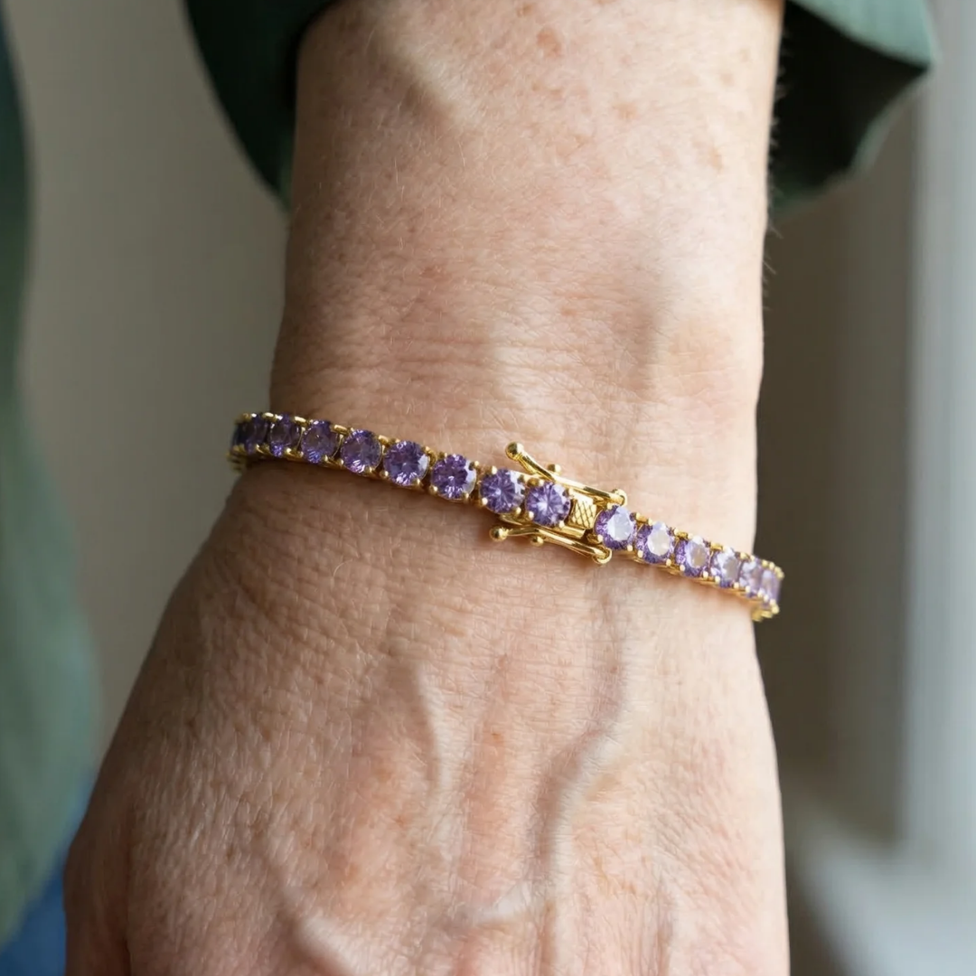 Amethist Tennis Armband | Goud
