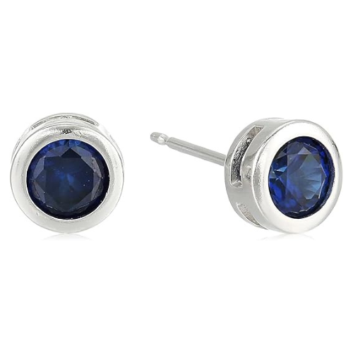 Saffier Bezel Stud Oorbellen | Witgoud