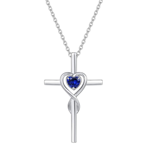 Saffier Hart Steen Kruis Ketting | Witgoud