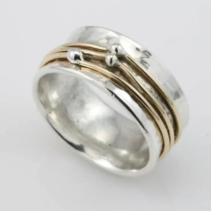 Vintage Gouden Gelaagde Zilveren Ring | Gemengd Goud