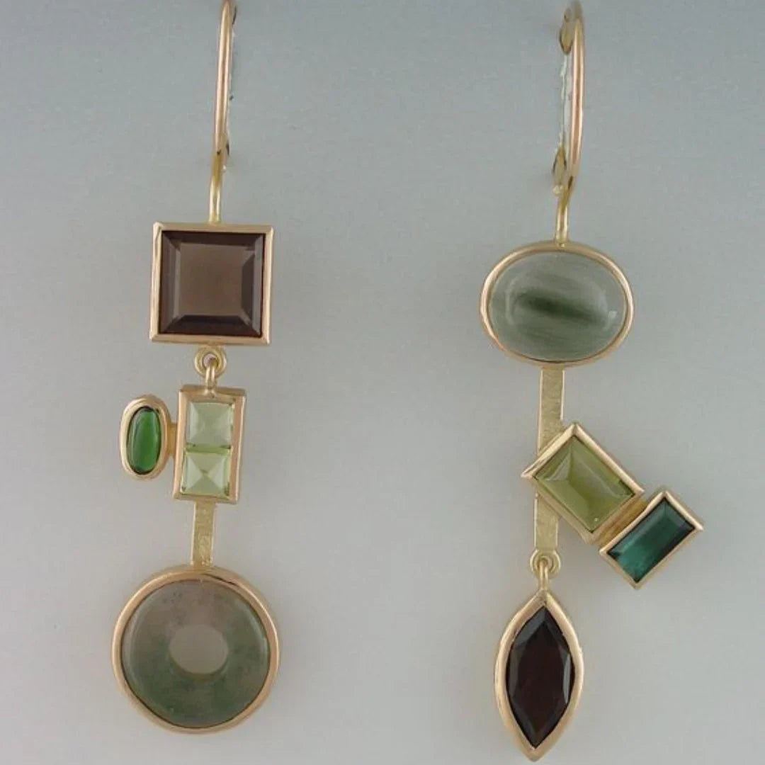 Vintage Hangende Kristal Bos Oorbellen | Goud