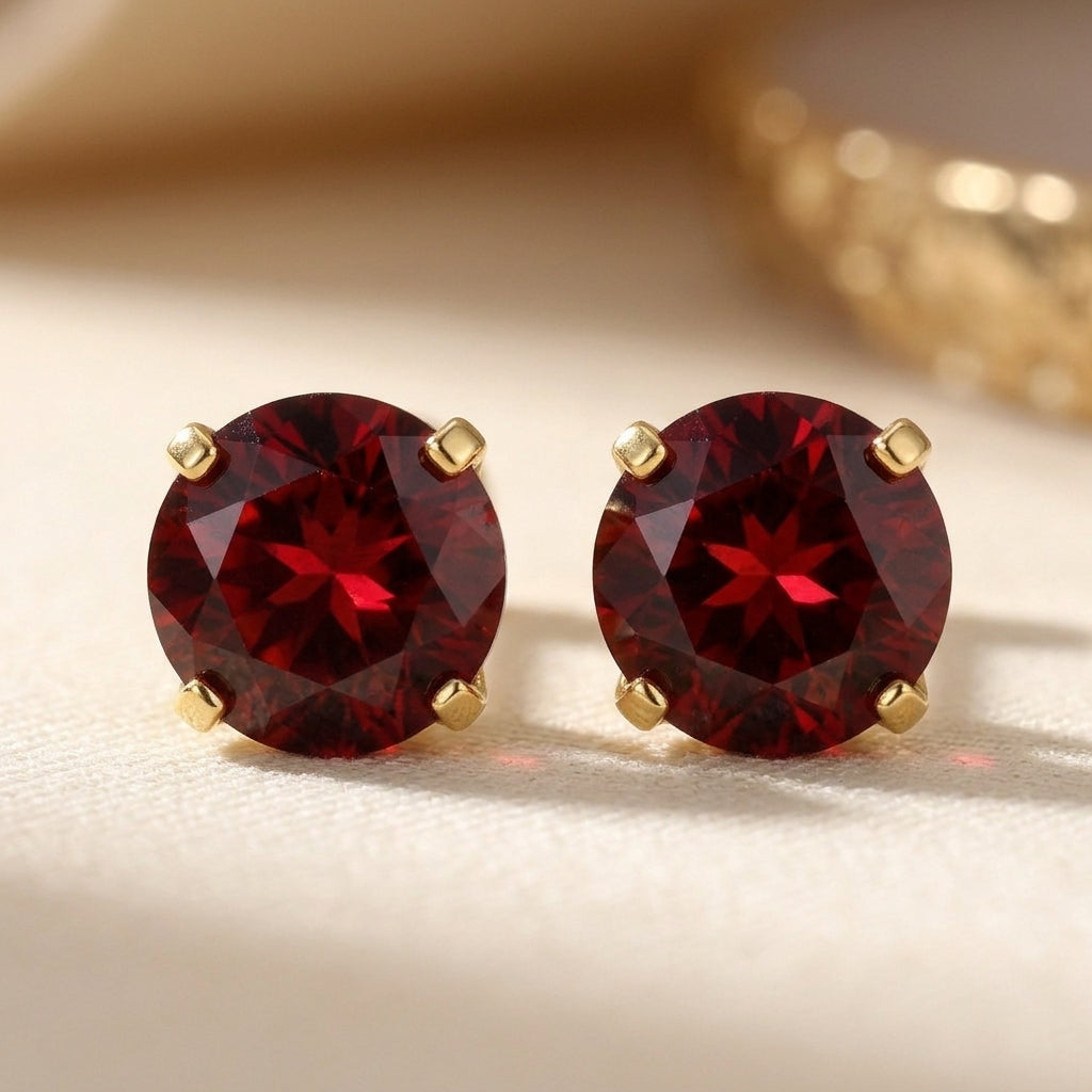 Ruby Runde Stud Øreringe | Goud