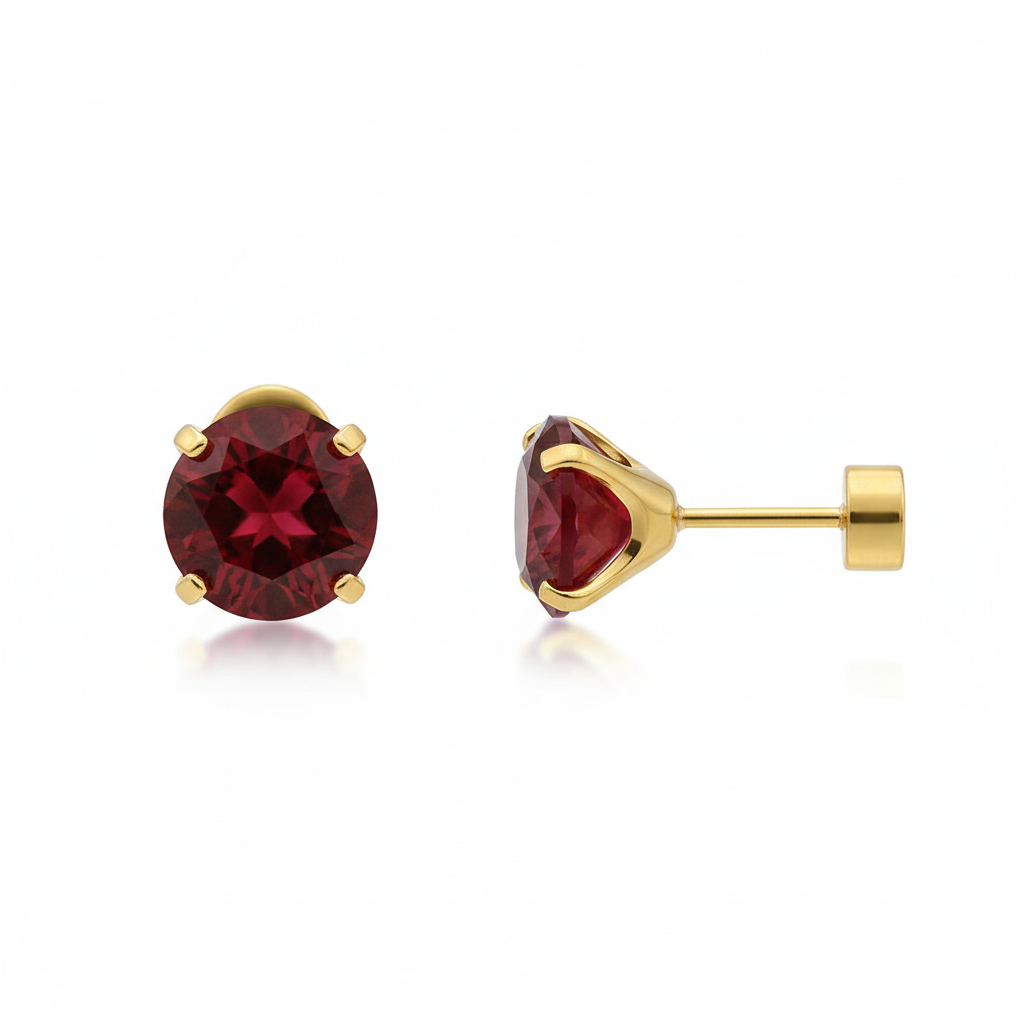 Ruby Runde Stud Øreringe | Goud