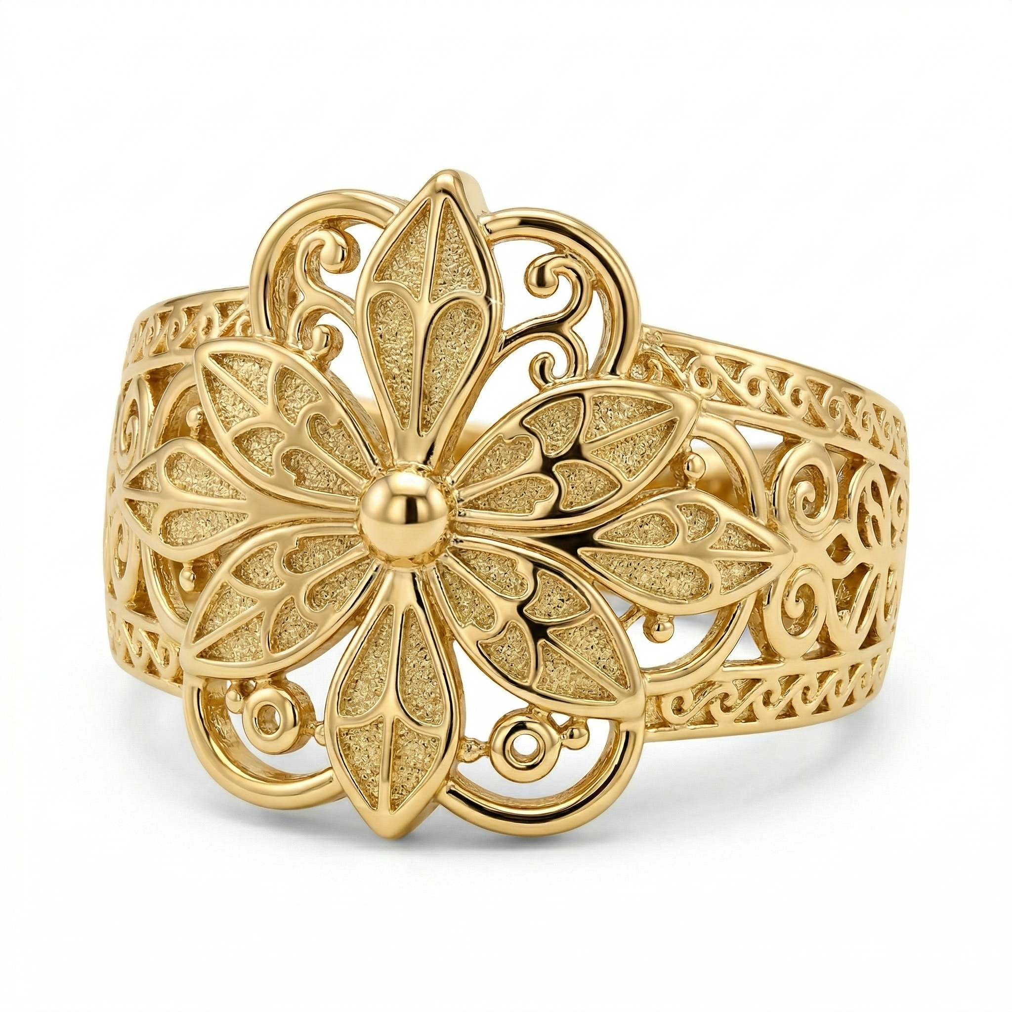 Vintage Geïnspireerde Bloemenring | Goud