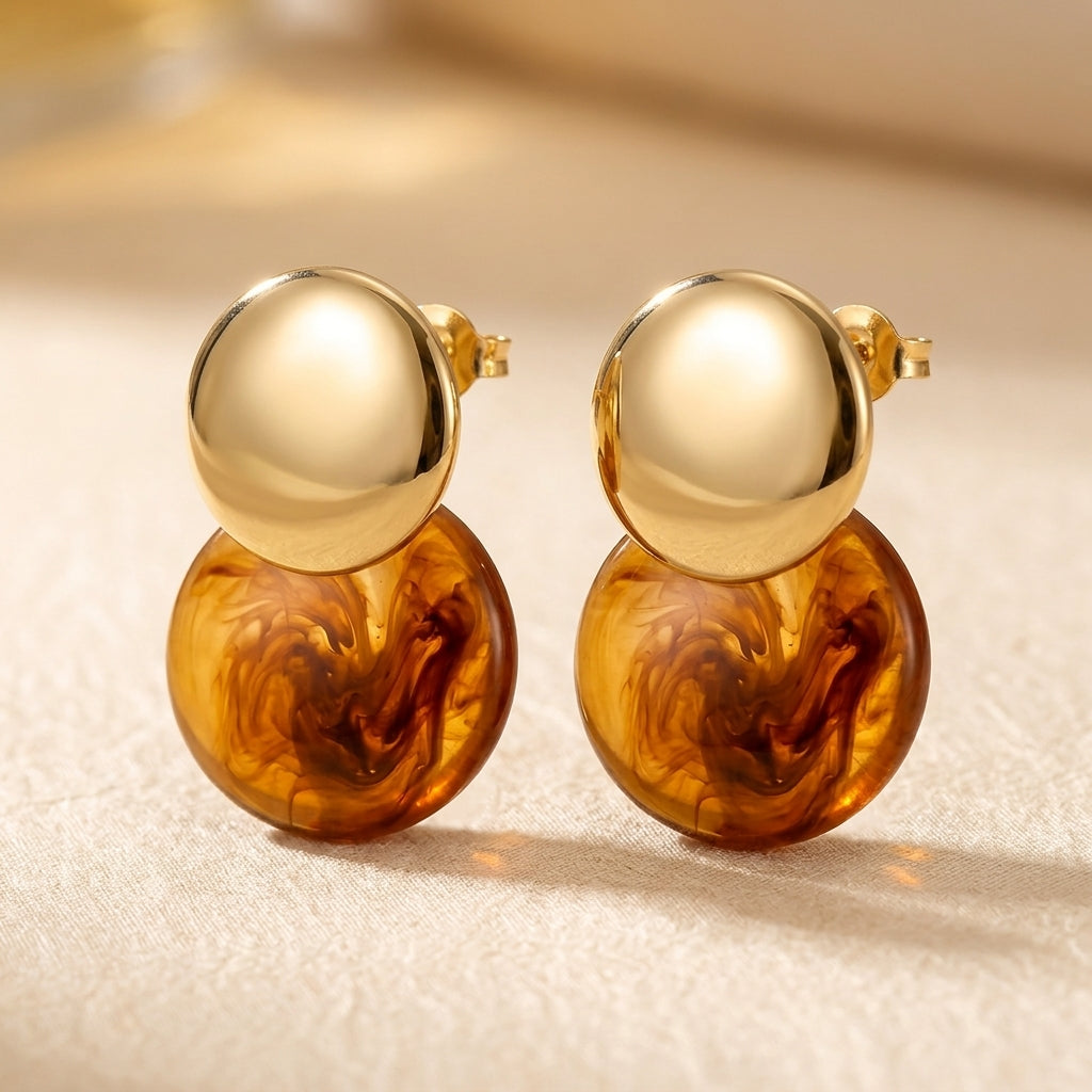 Aurélie Amber Drop Oorbellen | Goud