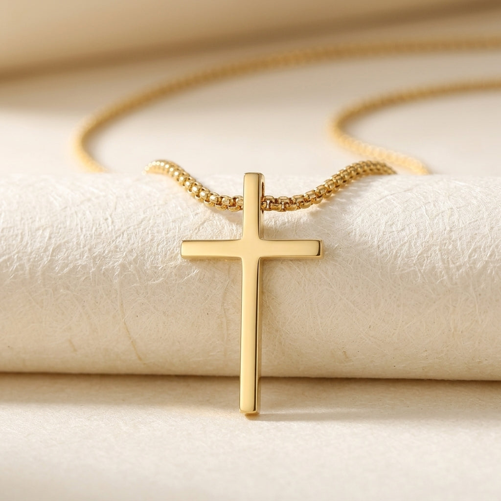 Bezel Cross Necklace | Guld