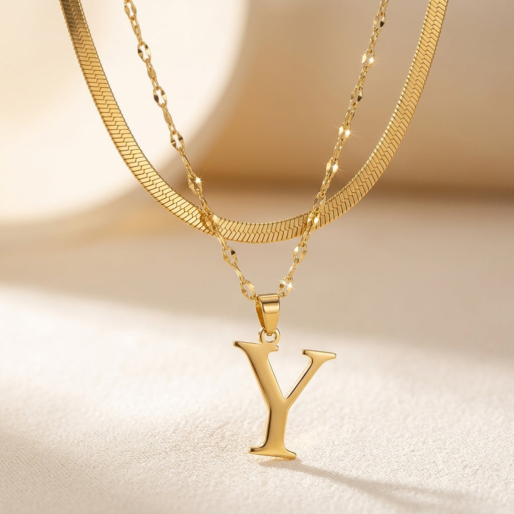 Gelaagde Initialen Hanger | Goud