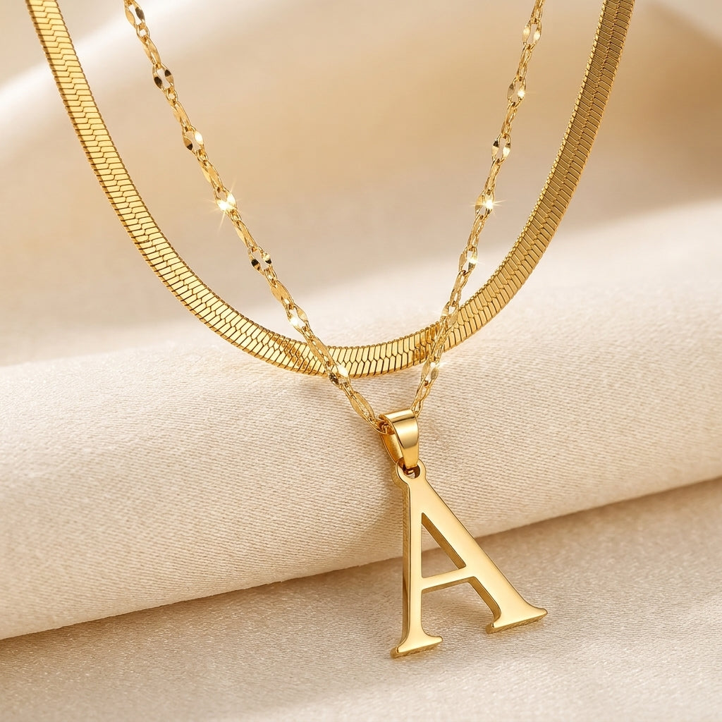 Gelaagde Initialen Hanger | Goud