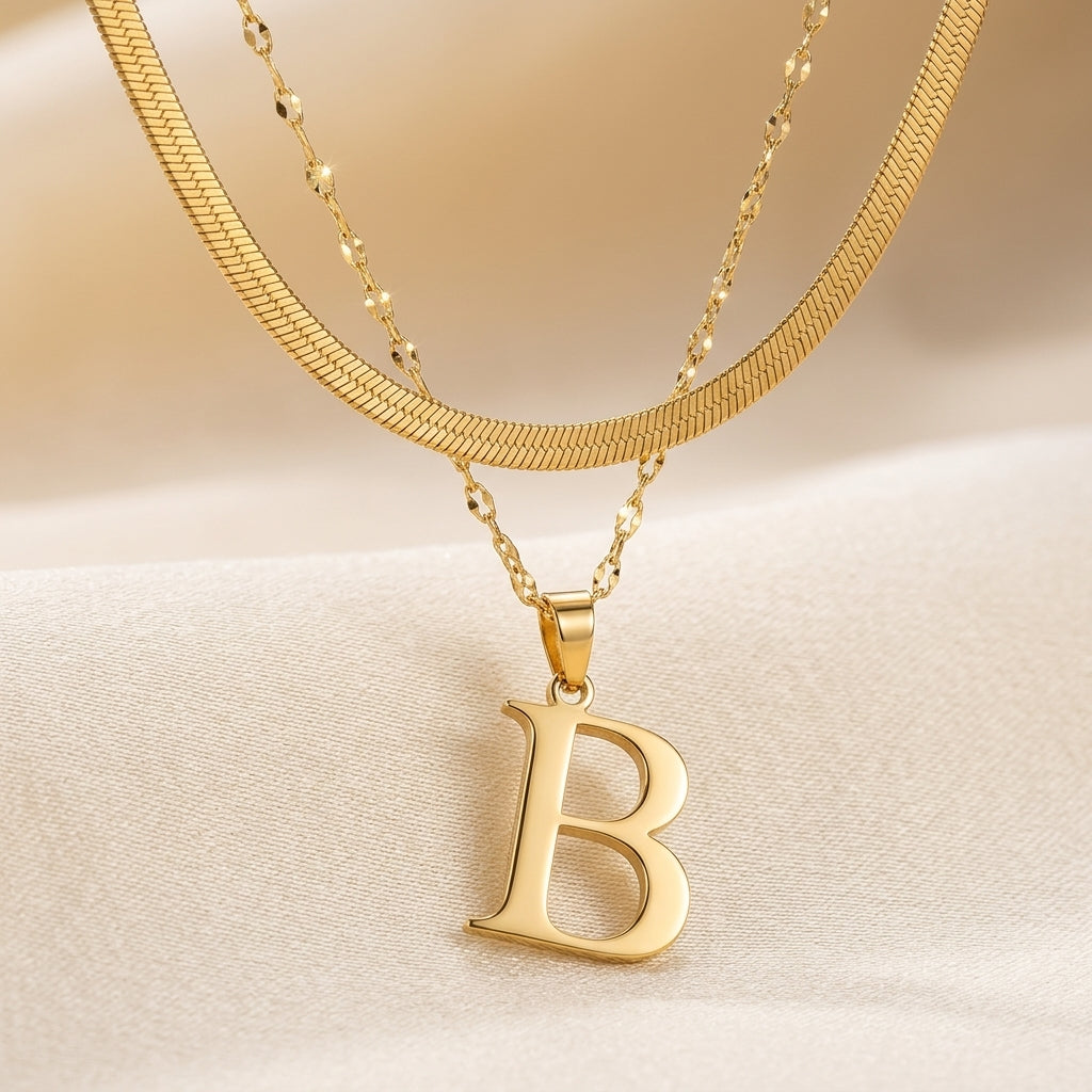 Gelaagde Initialen Hanger | Goud