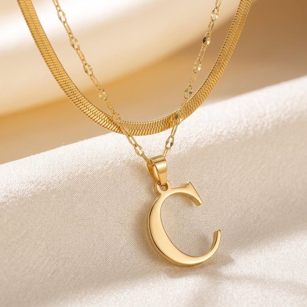 Gelaagde Initialen Hanger | Goud