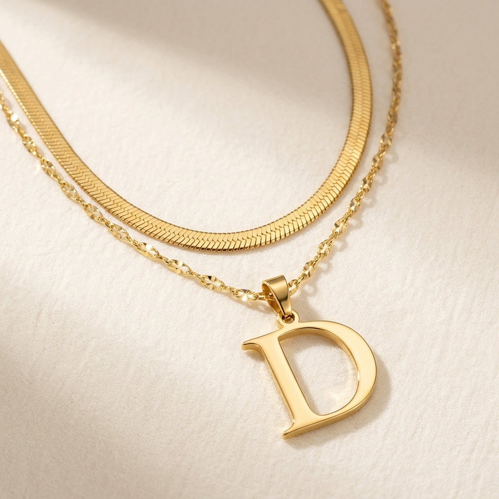 Gelaagde Initialen Hanger | Goud