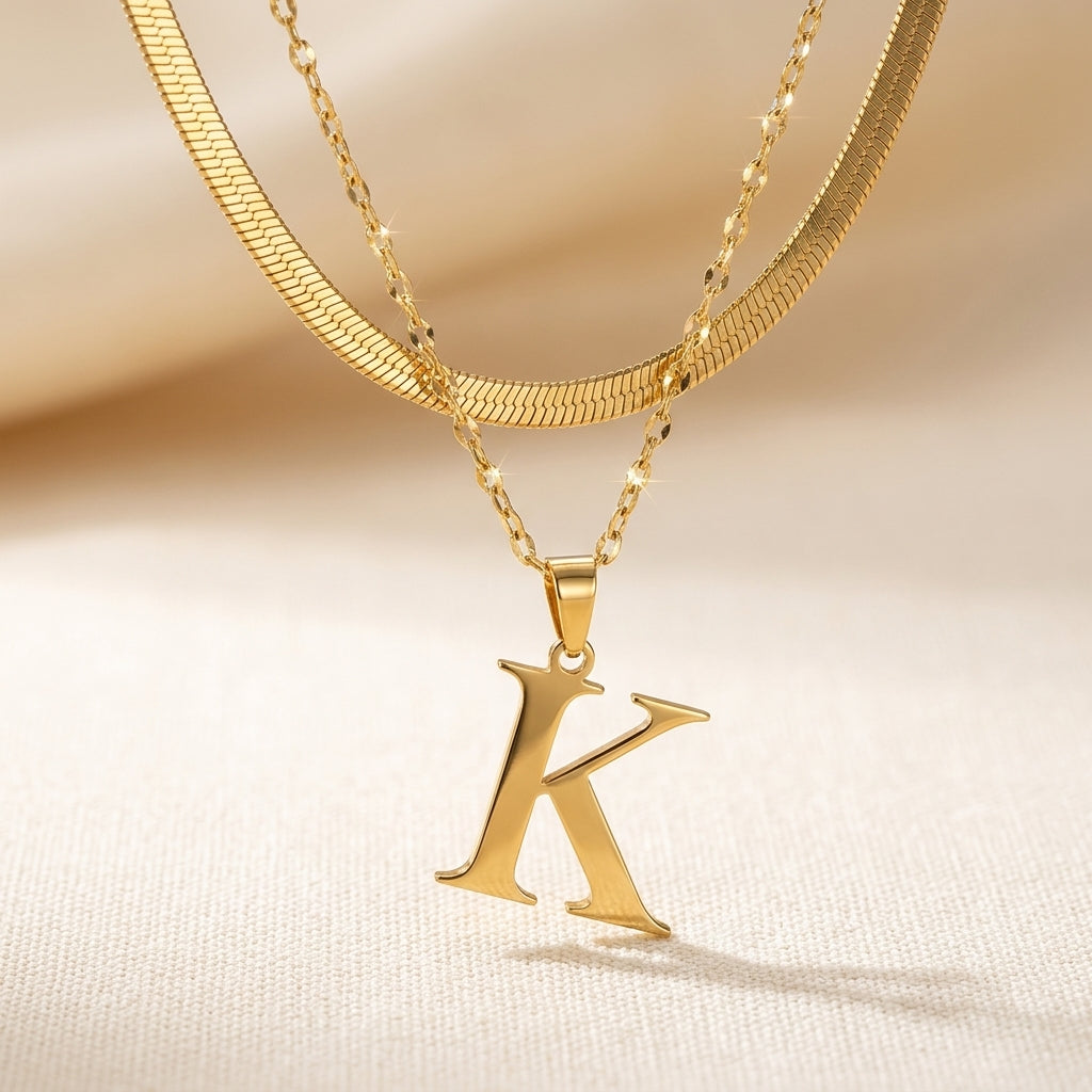 Gelaagde Initialen Hanger | Goud