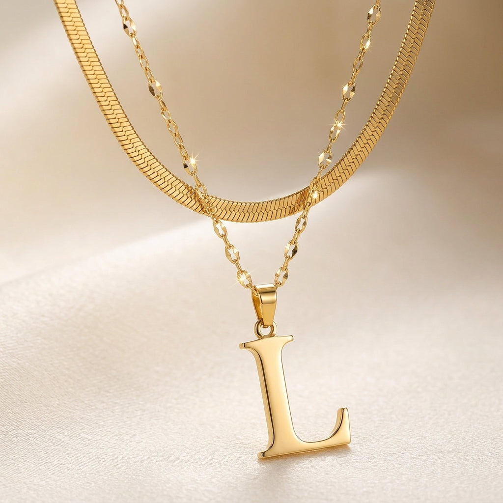 Gelaagde Initialen Hanger | Goud