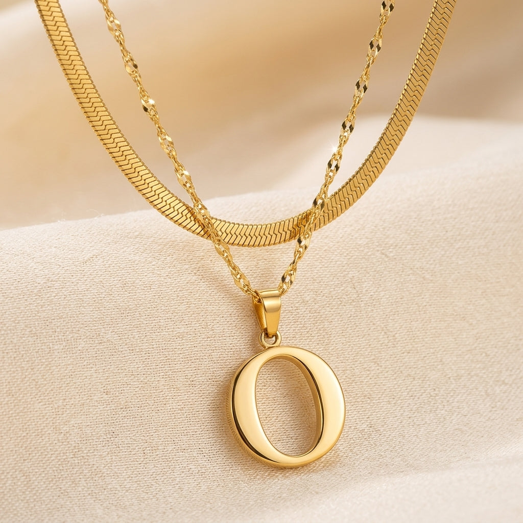 Gelaagde Initialen Hanger | Goud