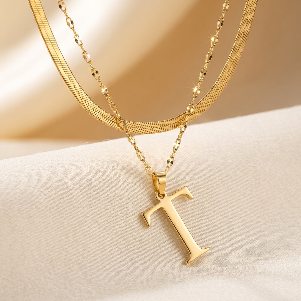 Gelaagde Initialen Hanger | Goud