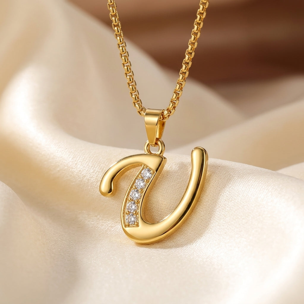 Krystal Accent Initiaal Hanger | Goud