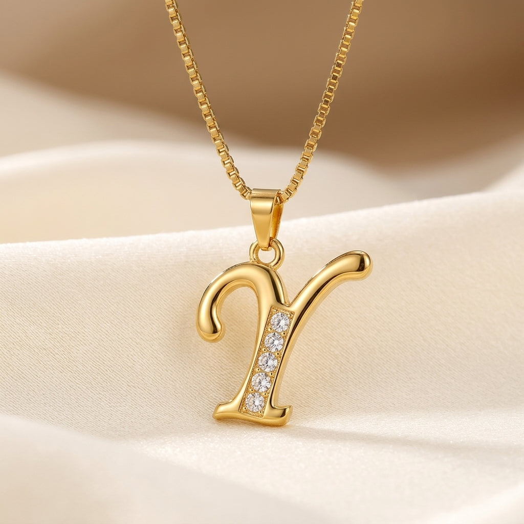Krystal Accent Initiaal Hanger | Goud