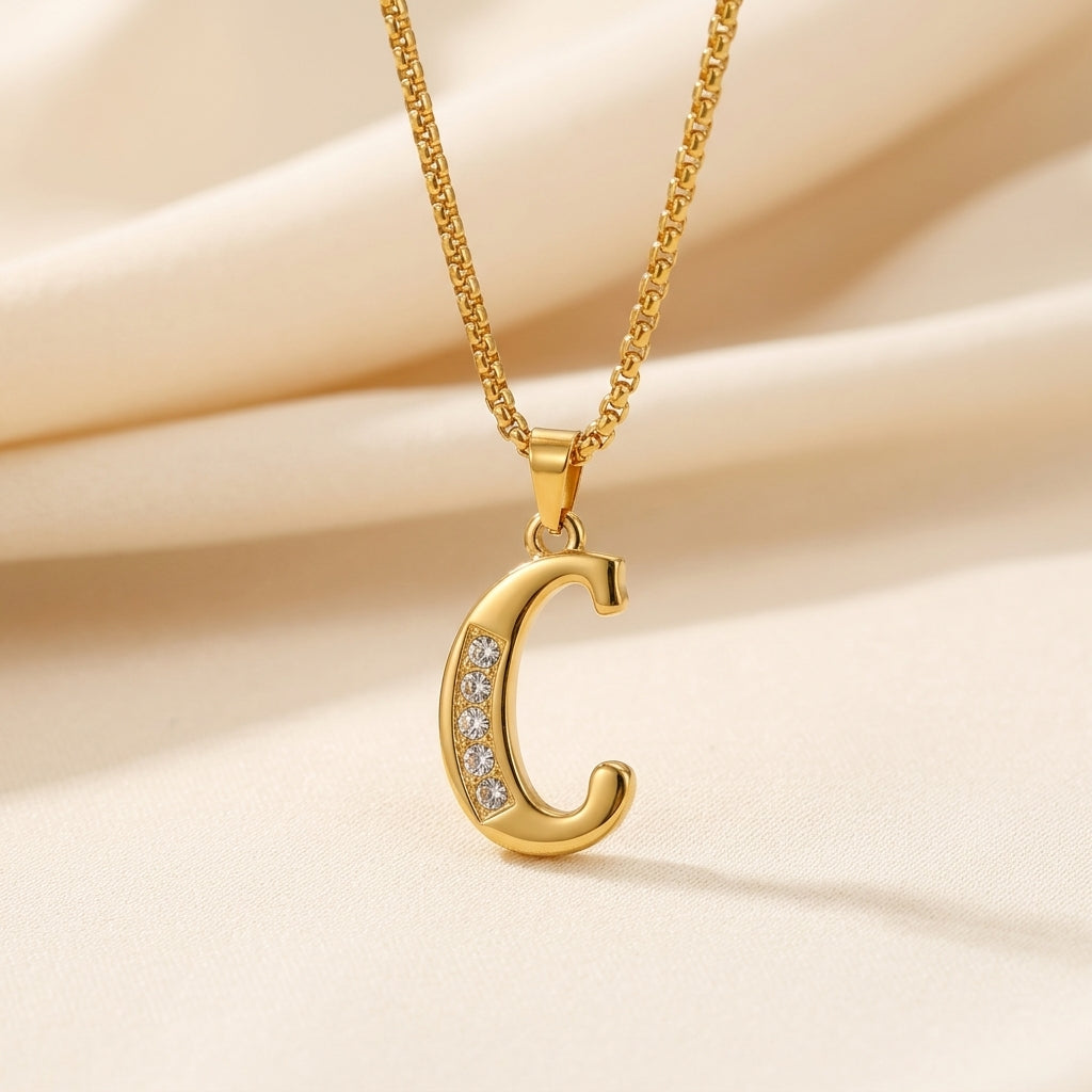 Krystal Accent Initiaal Hanger | Goud