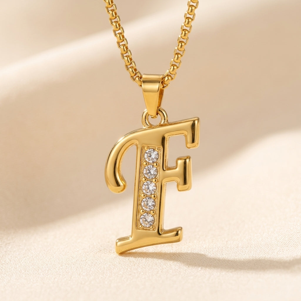 Krystal Accent Initiaal Hanger | Goud