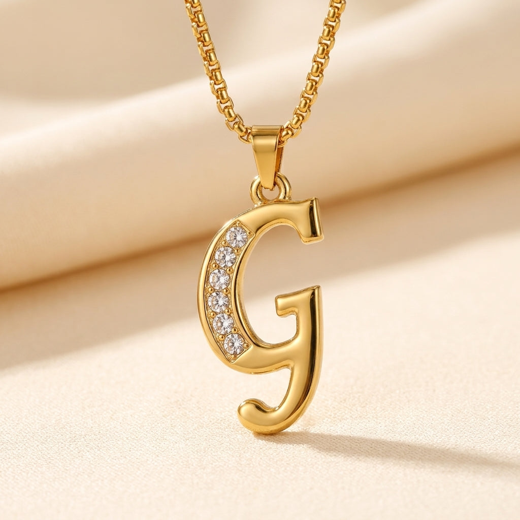 Krystal Accent Initiaal Hanger | Goud