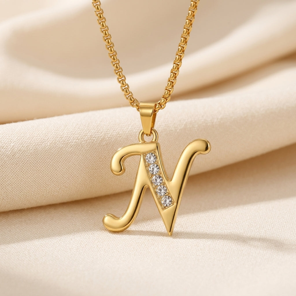 Krystal Accent Initiaal Hanger | Goud