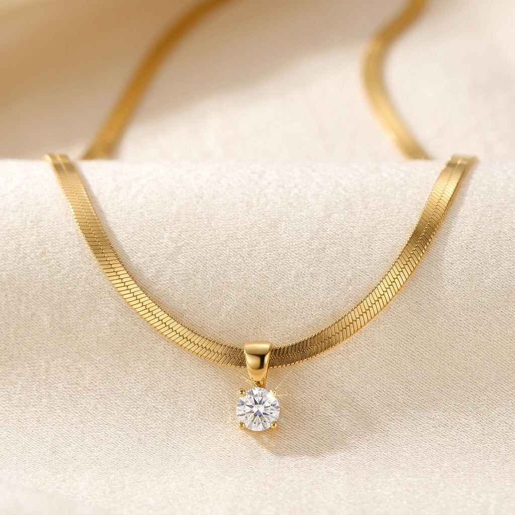 Elegante Strass Hanger Ketting | Goud