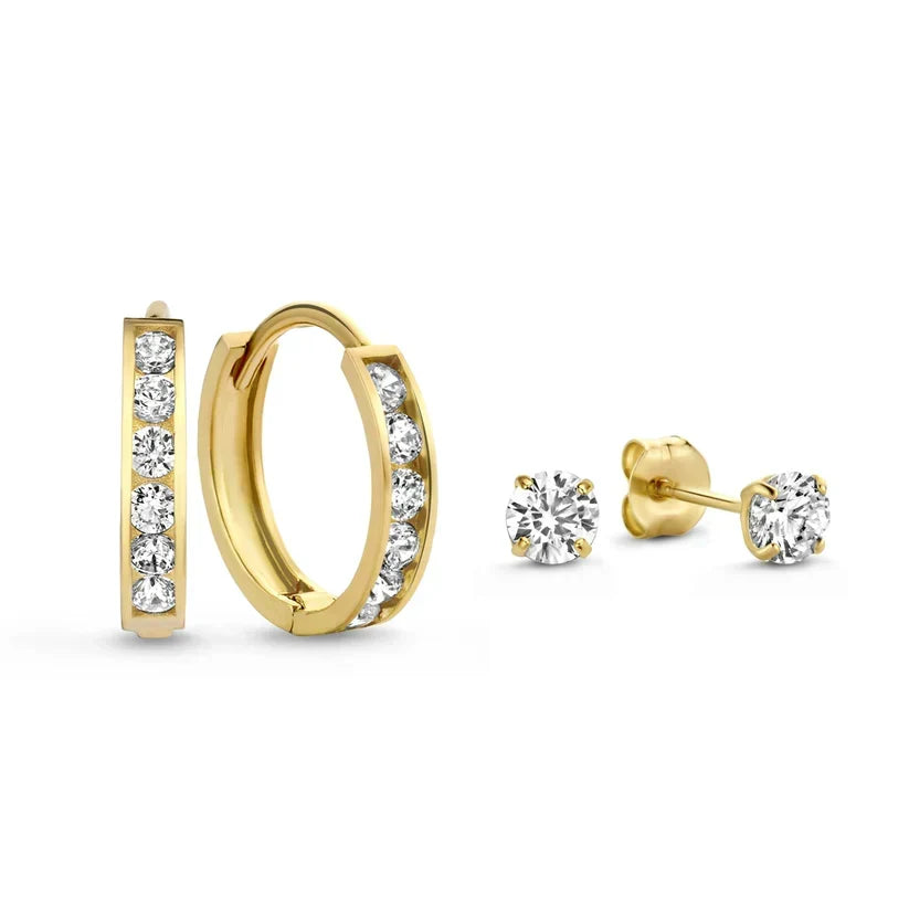 Dara Brillane Sten Oorbellen Set | Goud