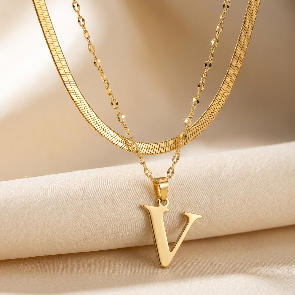 Gelaagde Initialen Hanger | Goud
