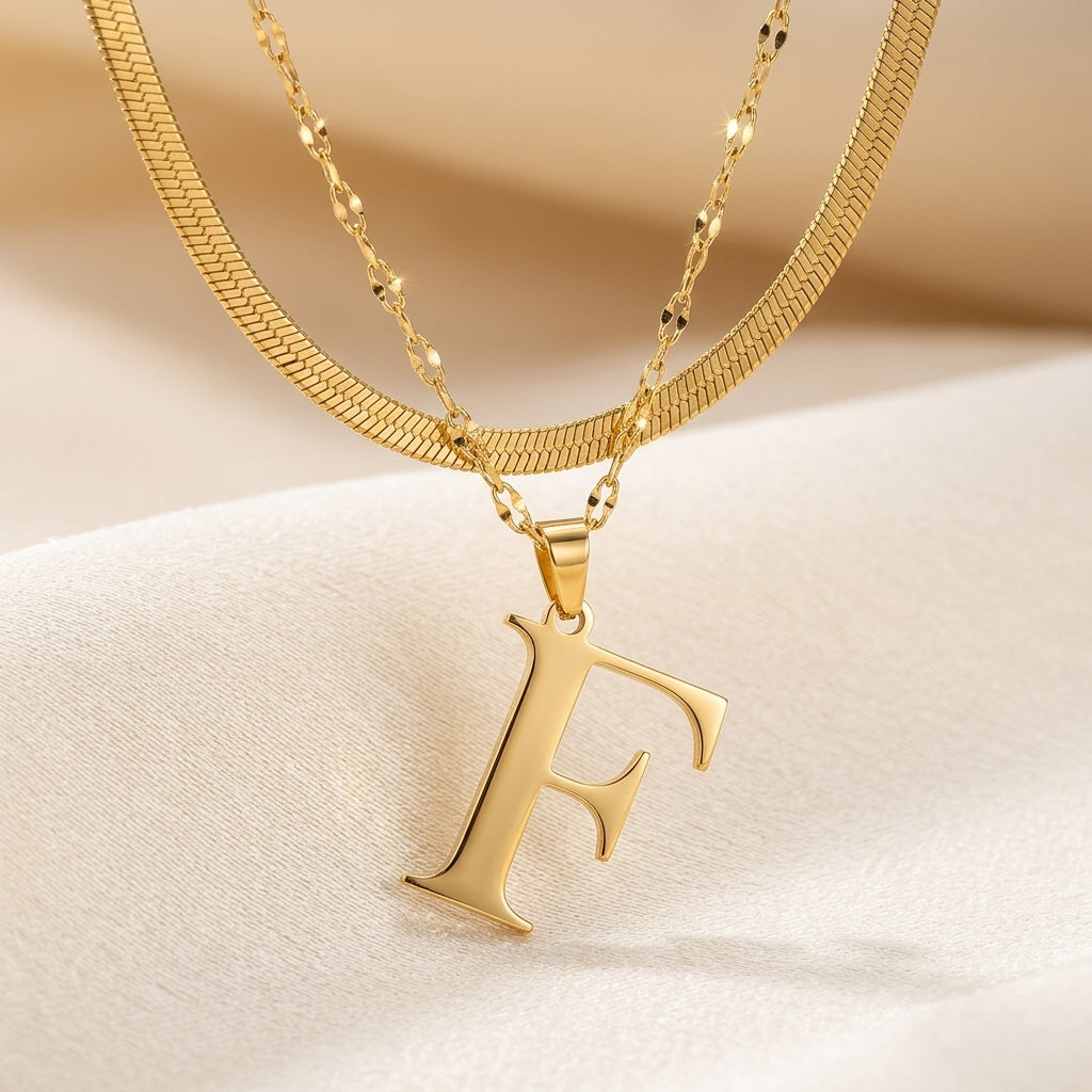 Gelaagde Initialen Hanger | Goud