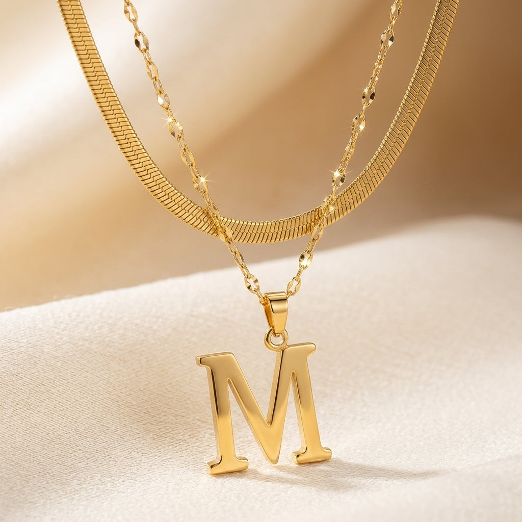 Gelaagde Initialen Hanger | Goud