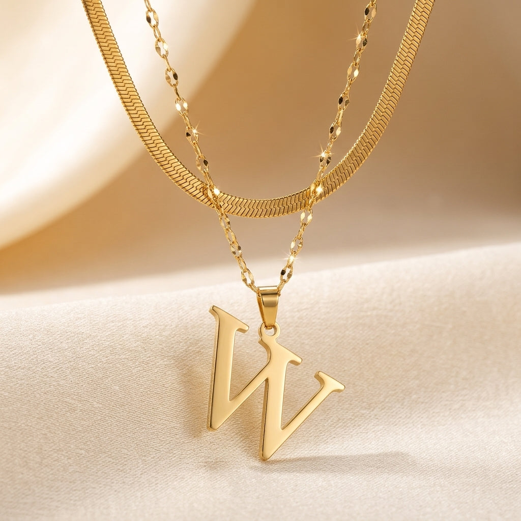 Gelaagde Initialen Hanger | Goud