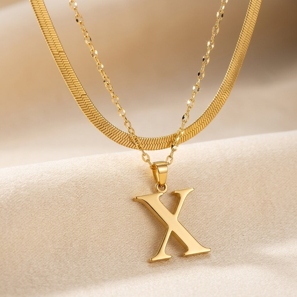 Gelaagde Initialen Hanger | Goud