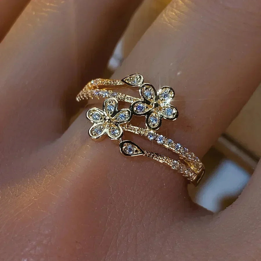 Elegante Lelie Bloem Gouden Ring | Goud