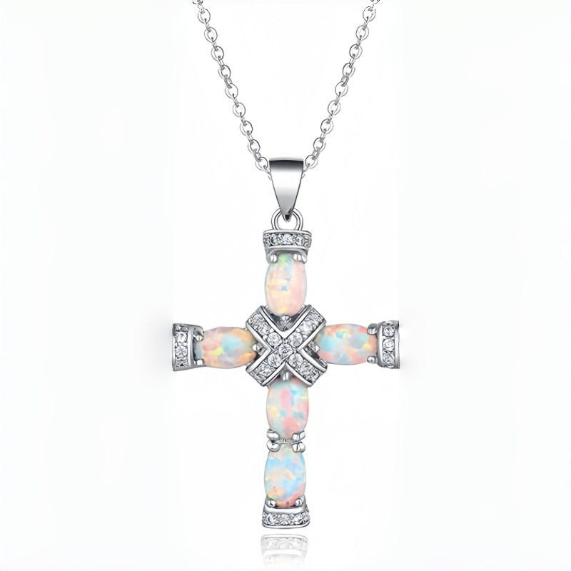 Lumen Opal Kors Halsketting | Goud