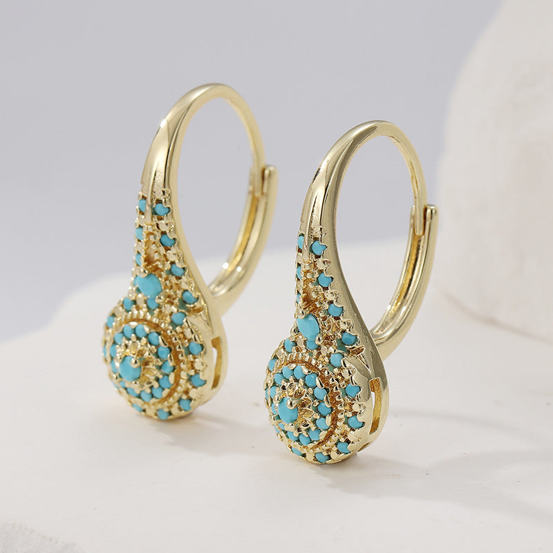 Valenne Turquoise Cluster Oorbellen | Goud