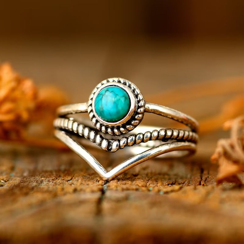 Velora Turquoise Parelenring | Goud