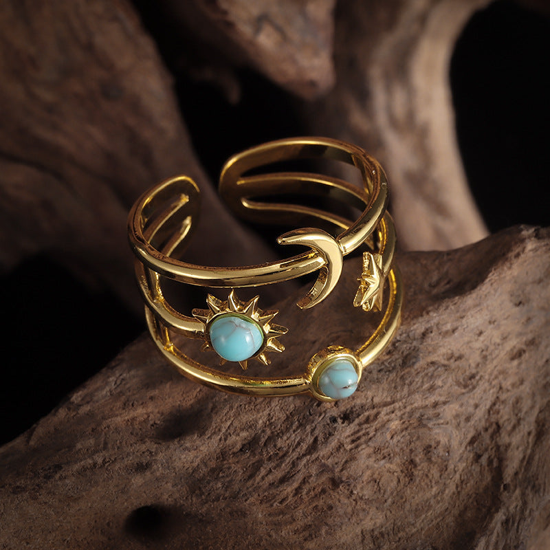 Soluna Turquoise Orbit Ring | Goud