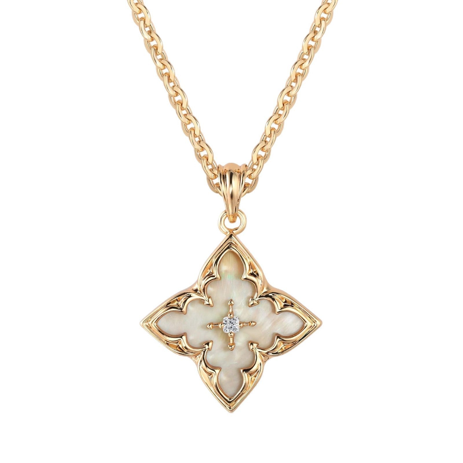 Blauwe Klaver Hanger Ketting | Goud