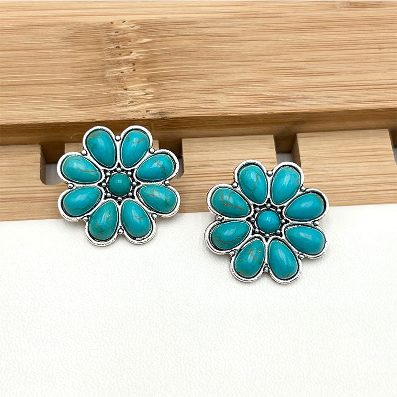 Serelith Turkis Bloem Studs | Witgoud