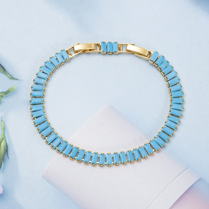 Turquoise Vertéa Tennisarmband | Goud