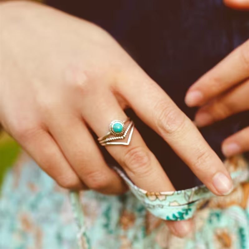 Velora Turquoise Parelenring | Goud