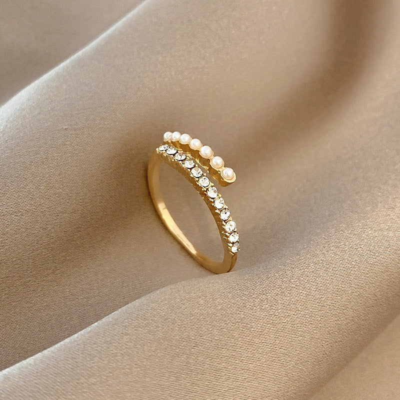 Virelle Pearl Crystal Open Ring | Goud