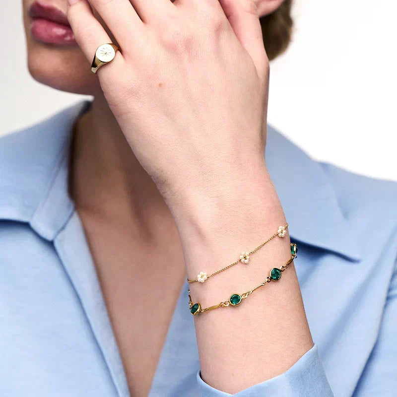 Smaragd Link Ketting Armbånd | Goud