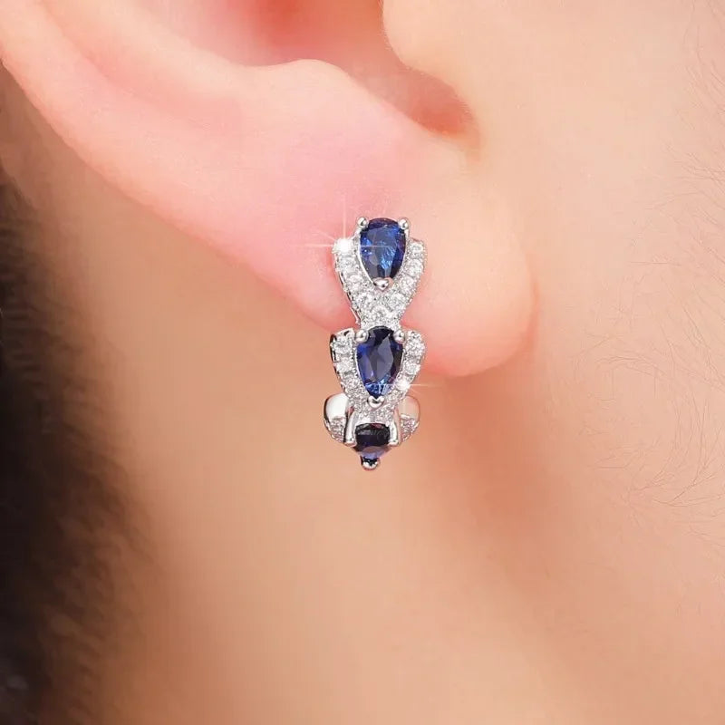 Royal Sapphire Crest Oorbellen | Witgoud