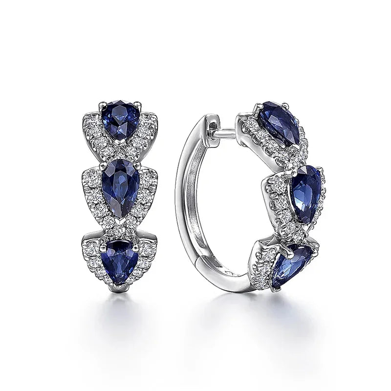 Royal Sapphire Crest Oorbellen | Witgoud
