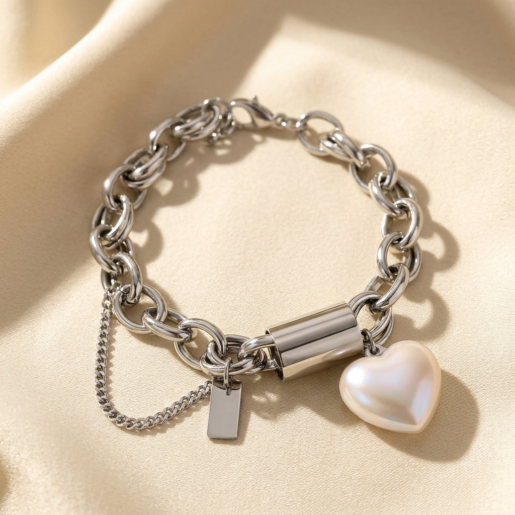 Bemoedigende Chunky Armband | Wit Goud