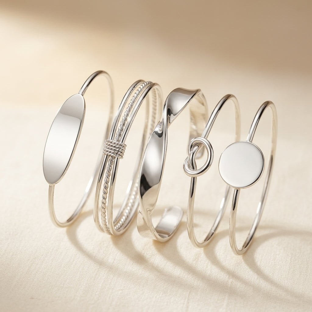 Knoop Elegantie Armbandsset | Witgoud